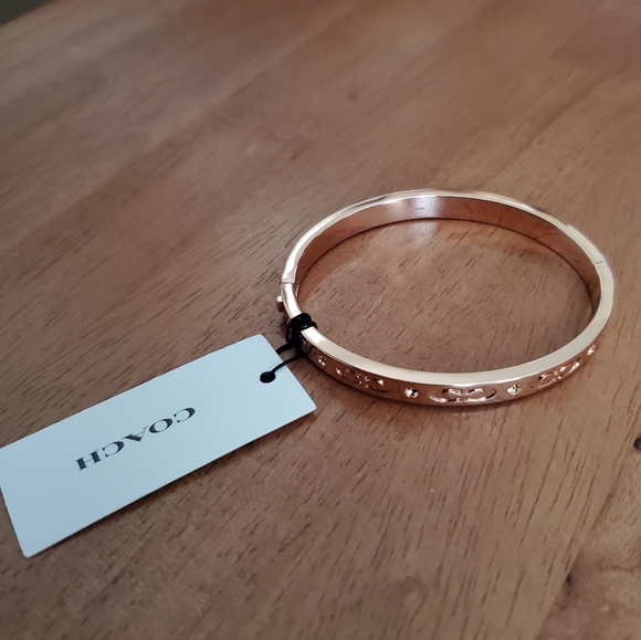 Coach Kissing C Hinged Bangle Rose Gold
